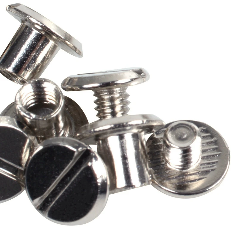 30 Sets Leather Belt 5 X 6 Mm Silver Screw Binding Promotion