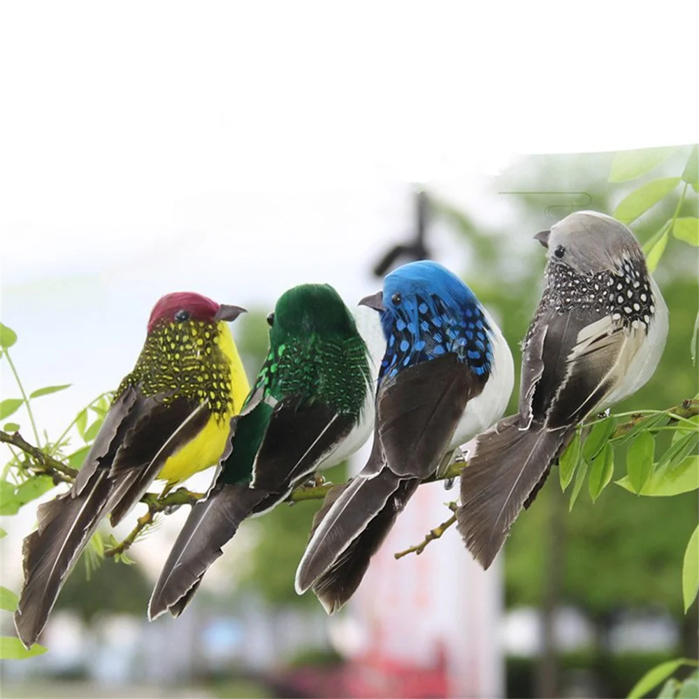 Simulation d'oiseaux en plumes avec Clips, 2 pièces, pour jardin, déco –  acacuss