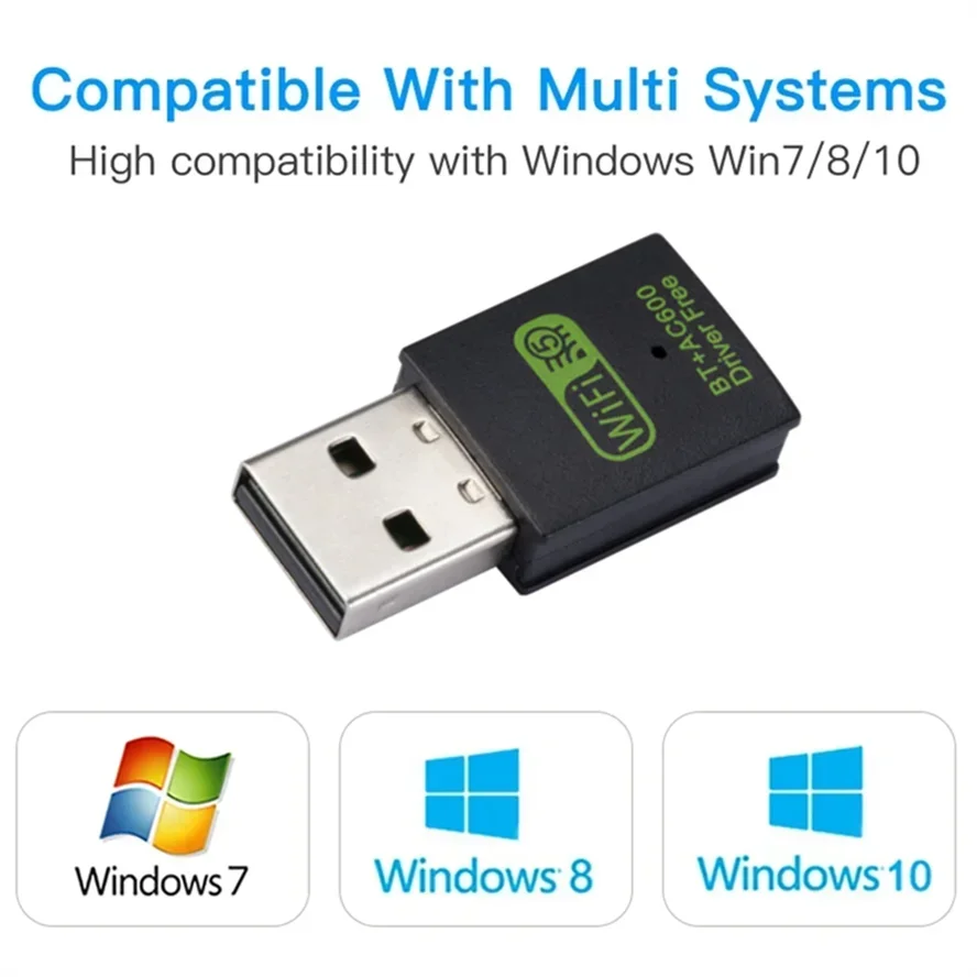 2 in 1 600Mbps USB WiFi Bluetooth Adapter Dongle Dual Band 2.4G 5GHz USB WiFi 5 Network Wireless Wlan PC Receiver DRIVER FREE