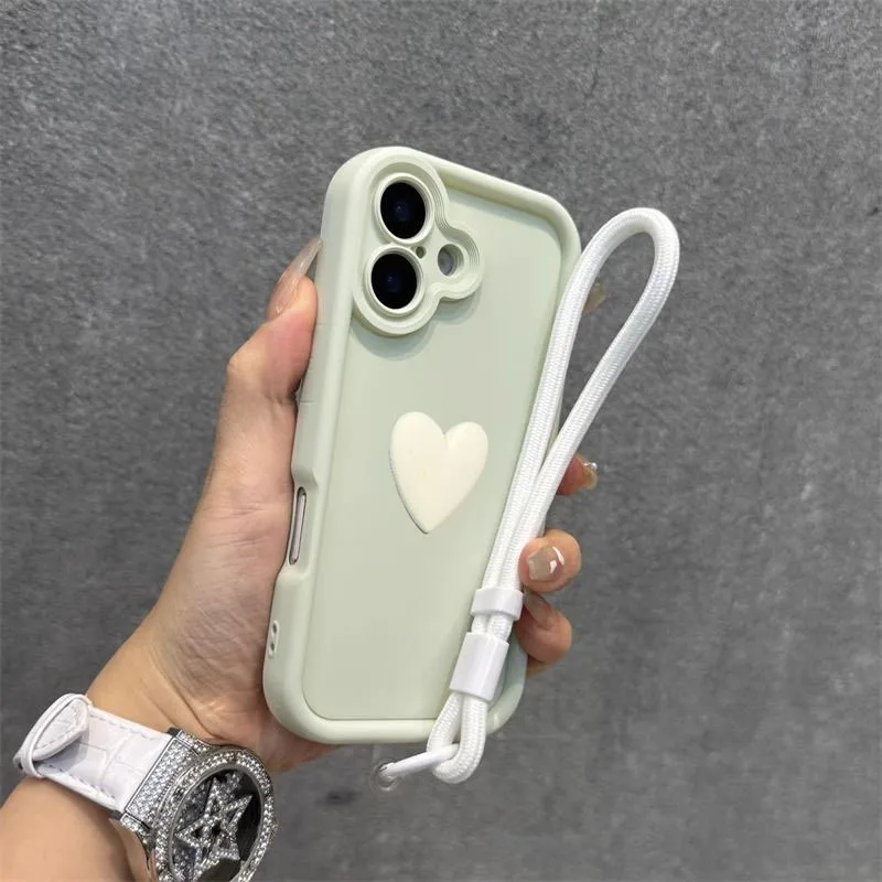 Chic Love Heart Hand Strap Soft Silicone Back Cover
