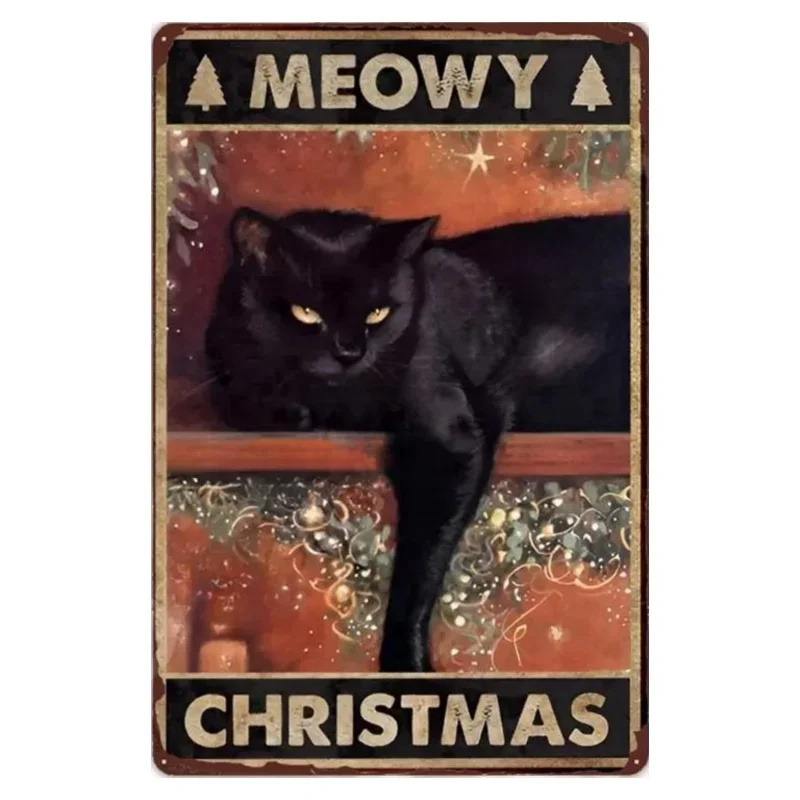 HD 틴 사인 재미있는 고양이 커피 & 욕실 레트로 금속 틴 사인 세트 (홈 벽 장)