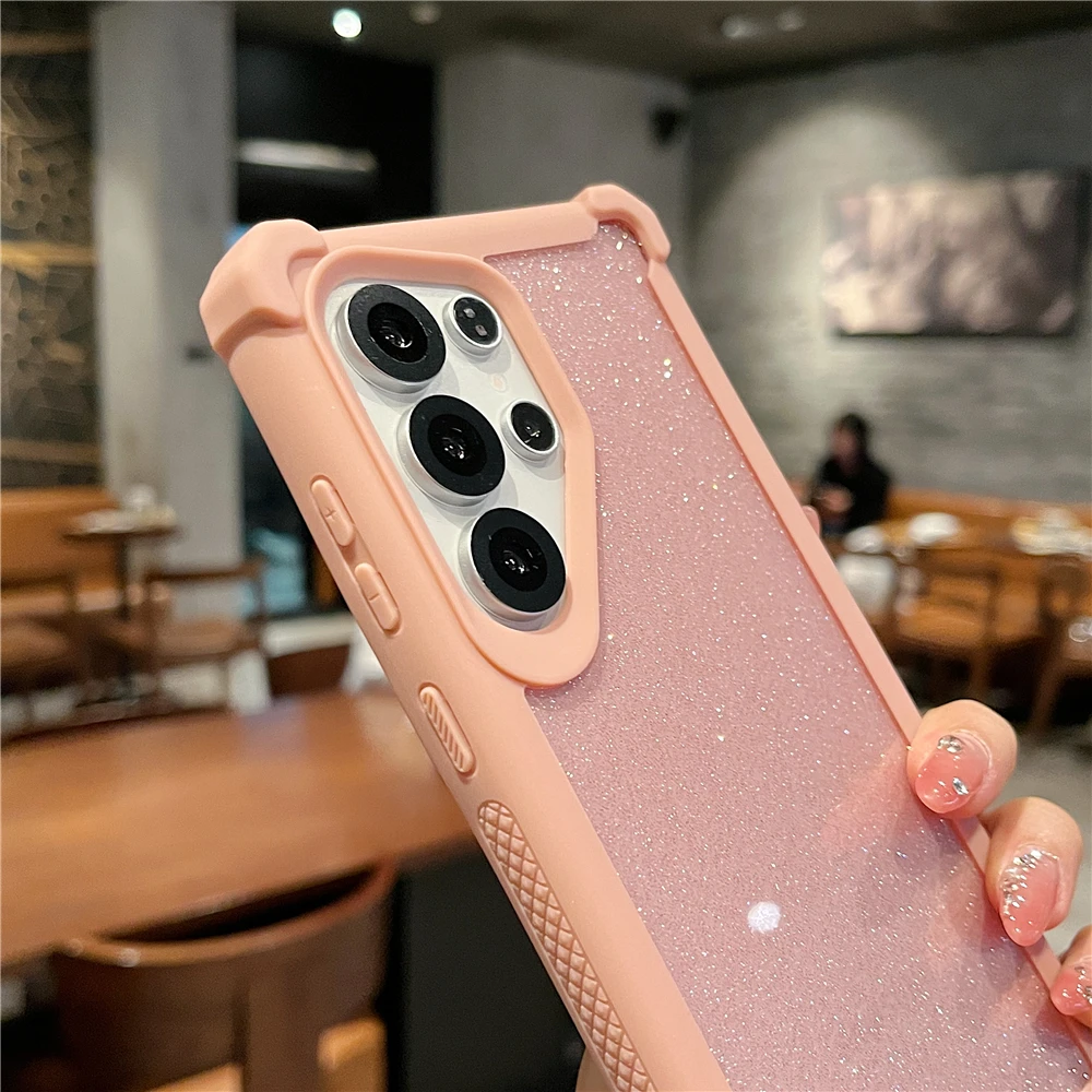 Heavy Duty Shockproof Bling Glitter Transparent Phone Case with Thickened Soft Silicone Bumper Cover