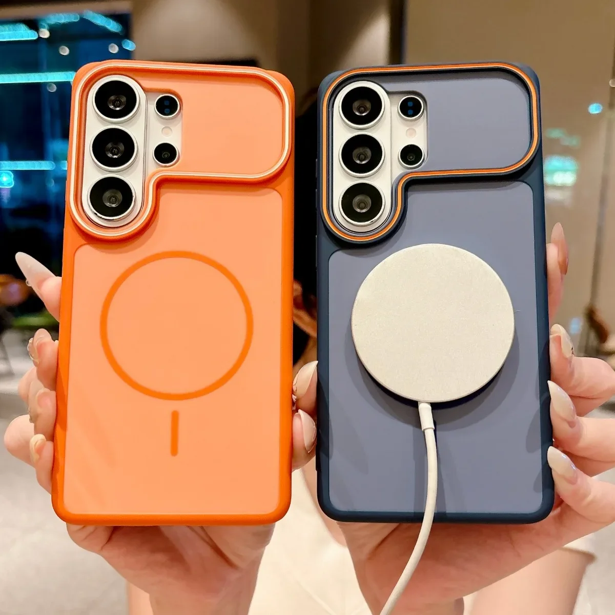 Luxury Contrast Color Frosted Magnetic Phone Case with Shockproof Design for Magsafe Compatibility