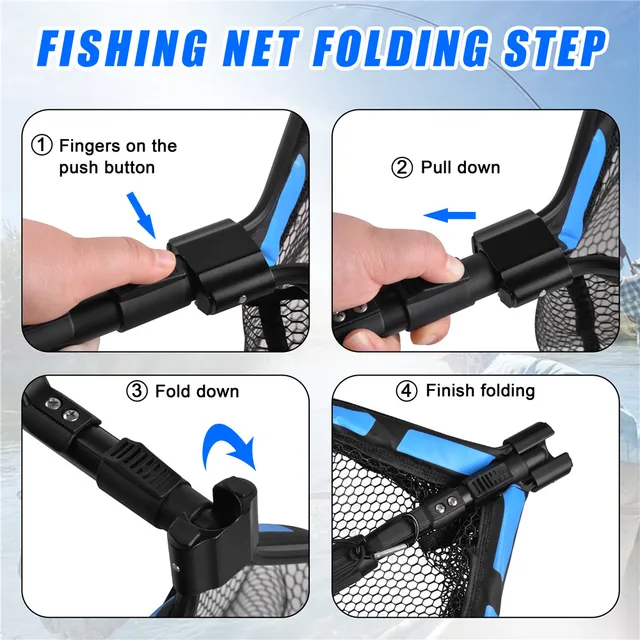 Landing nets for fishing 100cm Telescopic Folding Saltwater Rubber