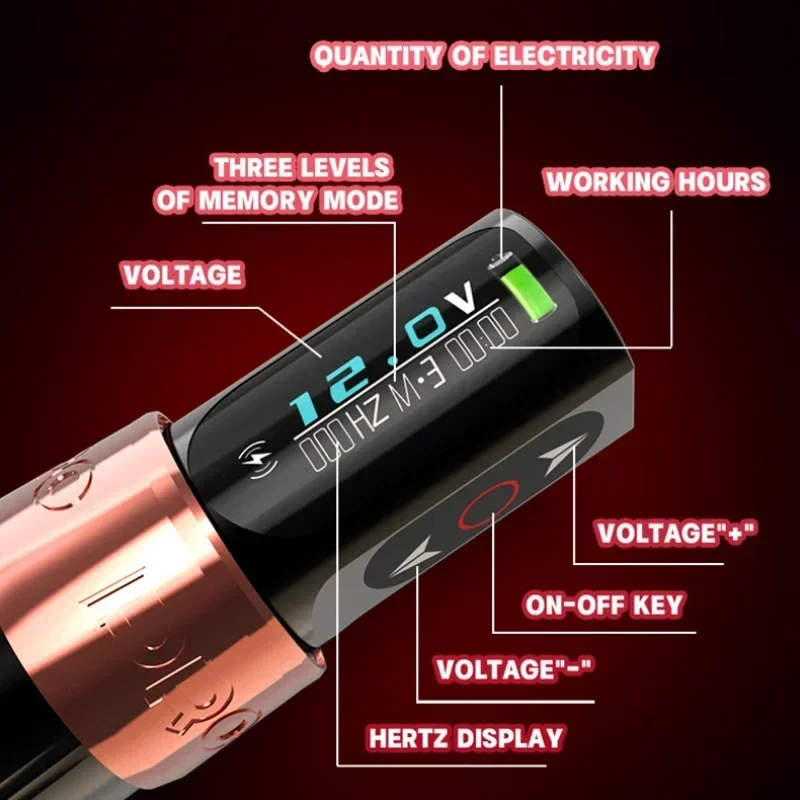 MAMBA Professional MAX PRO Wireless Tattoo Pen Machine Brushless Motor With Two LED Display Batteries Permanent Makeup