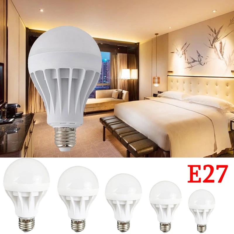 E27 LED 전구 램프 전구 진짜 힘 AC220V 15W 12W 9W 7W 5W 3W LED 램프 에너지 절약 차가운 온난 한 백색 전구 옥외 빛