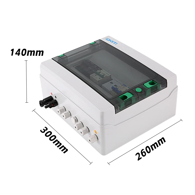 태양광 태양광 PV 결합기 박스, 야외 방수 IP65 퓨즈 MCB SPD DC-AC 번개 보호 박스, 1 인 1 아웃 DC + AC 600V