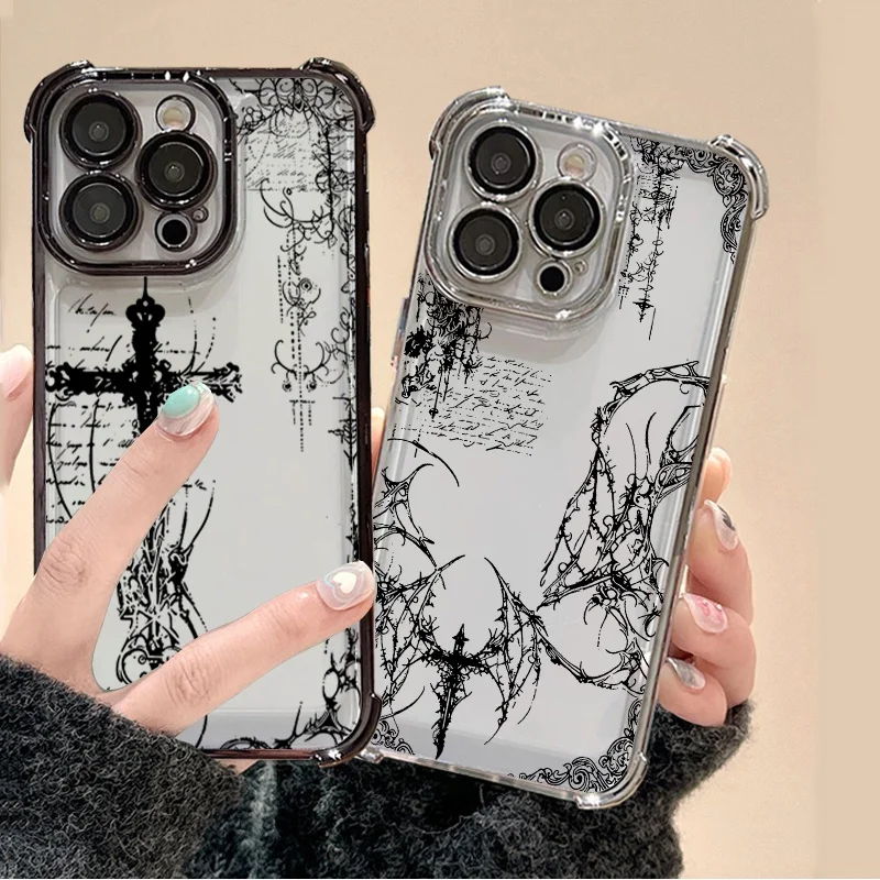 Elegant Dark Gothic Cross Mark Phone Case – Fashionable Protective Cover