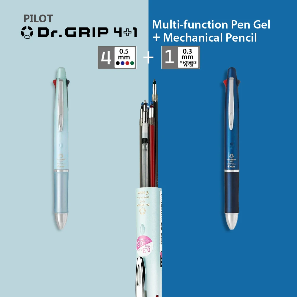 Pilot Dr. Grip 4+1 Multi-Function Pen Gel Pen 4-Color 0.3/0.5mm Mechanical Pencil Acro Ink Stationery for School & Office