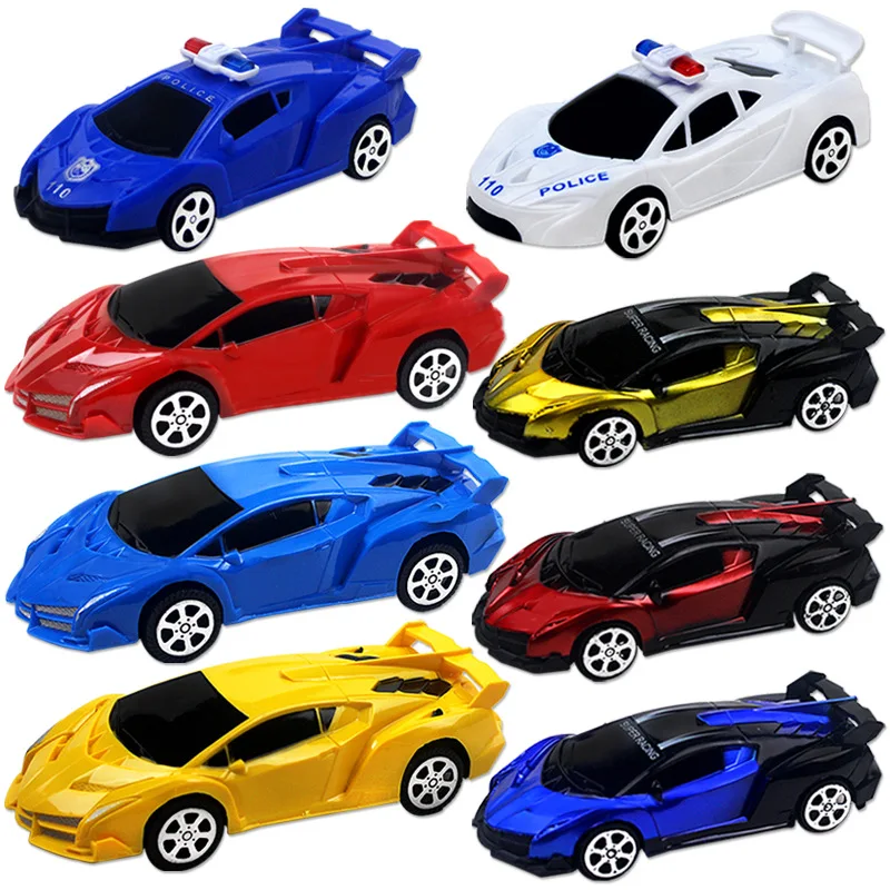 Children Mini Diecast Pull Back Vehicle Inertial Racing Car Model Plastic Cartoon Simulated Sports Cars Funny Kids Birthday Gift