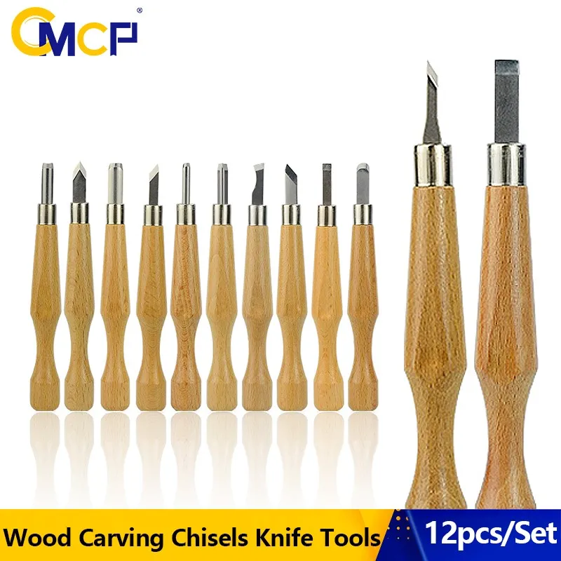 CMCP 12pcs/Set Wood Carving Chisels Knife Wood Carving Tools For Basic Detailed Carving Woodworking Gouges Hand Tools