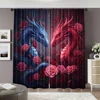 2pcs, spring summer Curtains Pink Dragon Rose Art Digital Print Drapes Polyester Woven Outdoor Decorations Ldeal for Kitchen 2