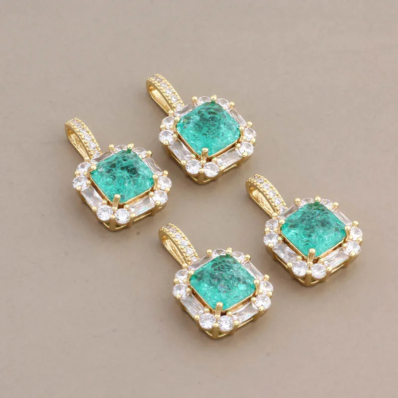 

4PCS New Trendy Gold Color Crack Design Charms Pendant High Quality Natural Zircon Jewelry Accessories Charms For Necklace