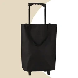 Portable Collapsible Shopping Trolley with Reusable Foldable Bag (Black - No Buckle)