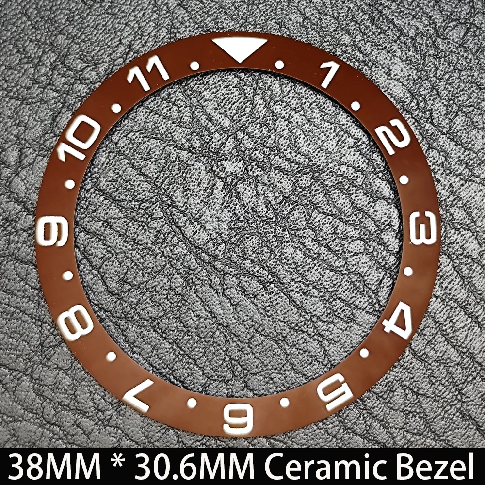 Elegant Blue Luminous Bezel GMT and Diving Watch Insert, Sloping 38mm x 30.6mm Ceramic/Aluminum