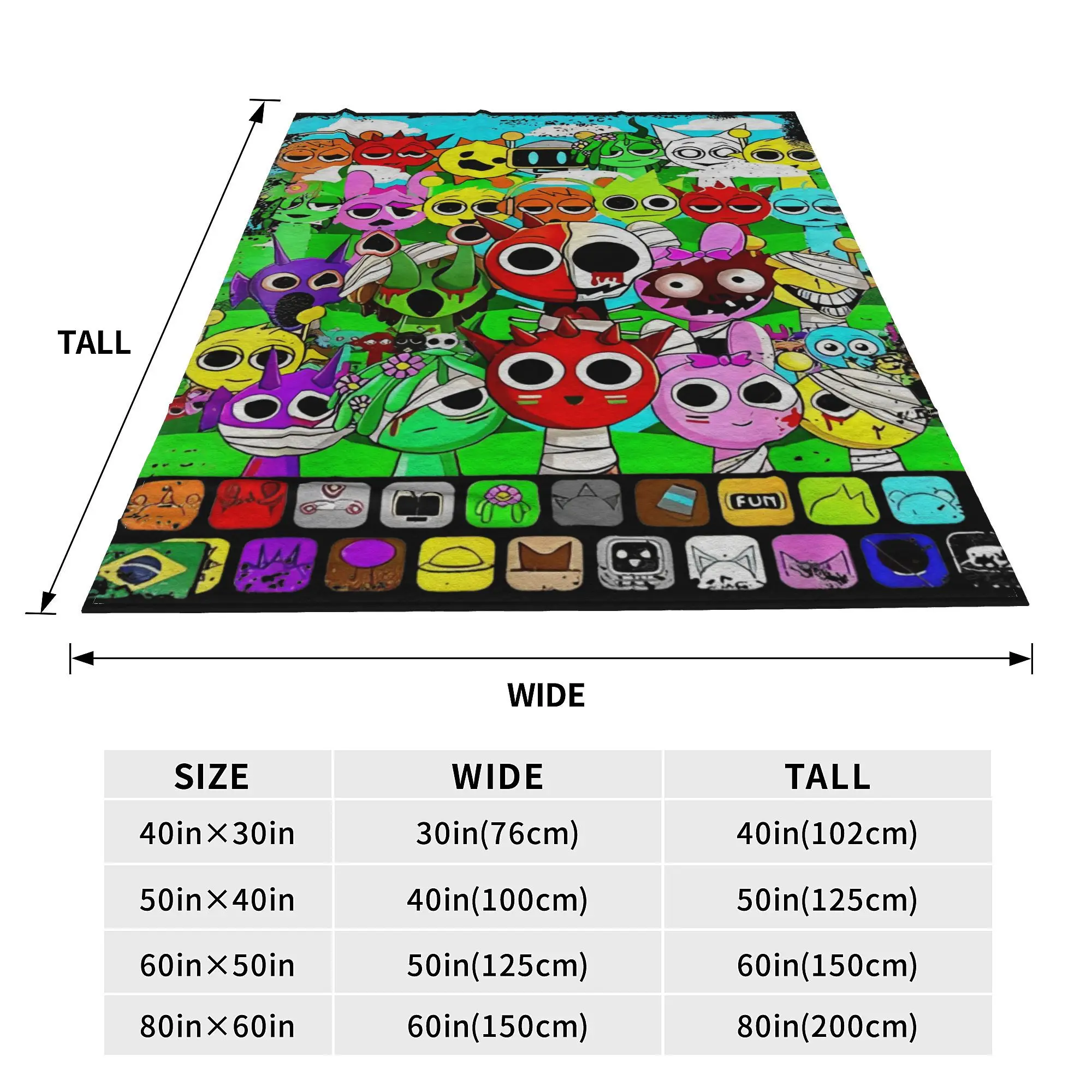 Sprunki Incredibox Music Game Blanket Funny Oren Raddy Wool Throw Blankets Bedspread Printed Soft Warm Breathable Rug Piece 6
