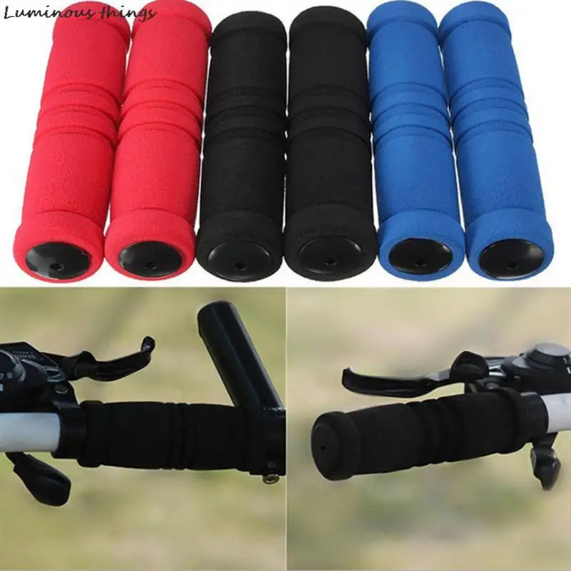 

1pair Colorful Bicycle Foam Handlebar Grips Sponge Grips Memory Handlebar Grips With Plugs Foam Handlebar Grips