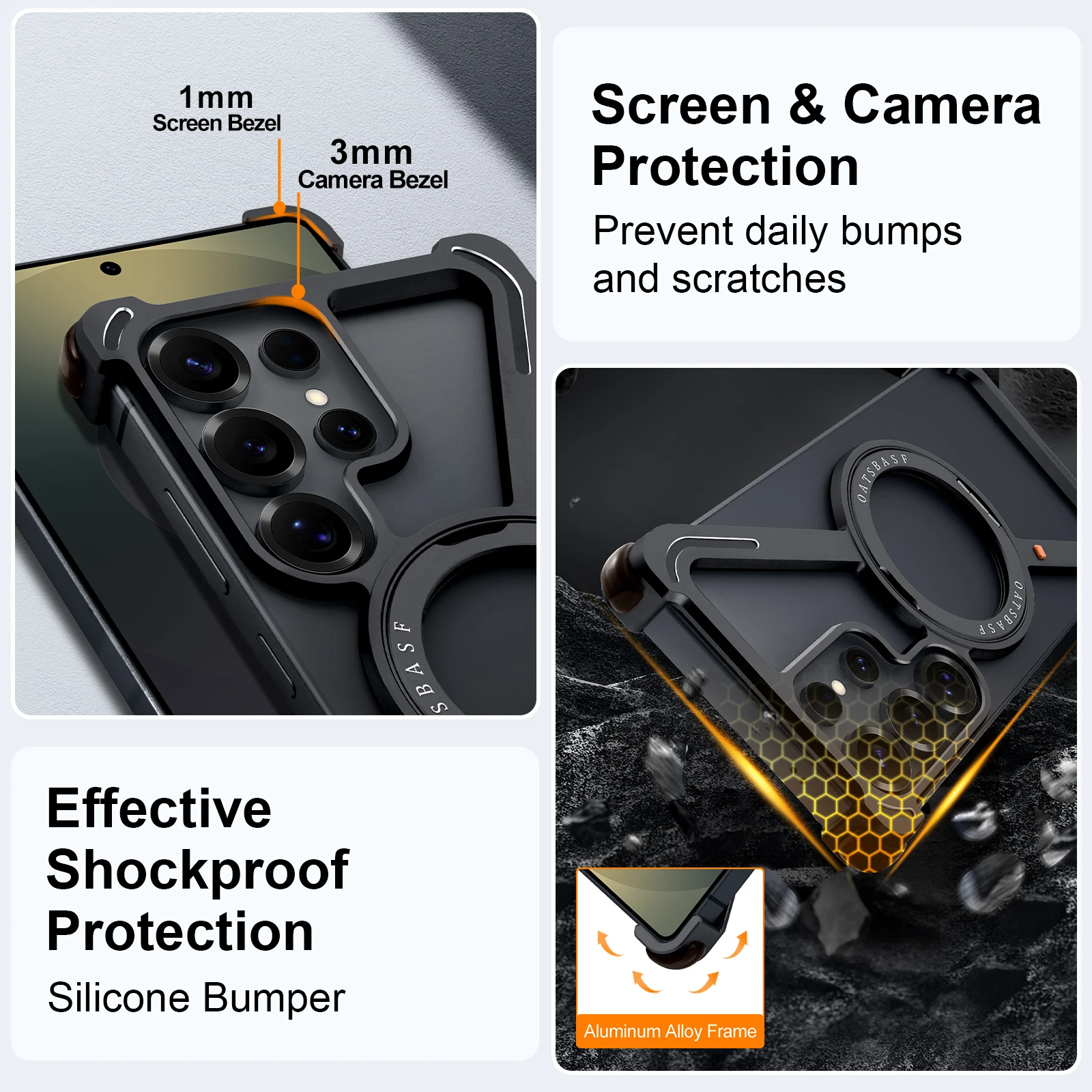 Eary Z Shape Minimalist Phone Case for Samsung Galaxy S25 S24 Ultra With 360 Rotation Magnetic Stand Shockproof Cover Metal Case