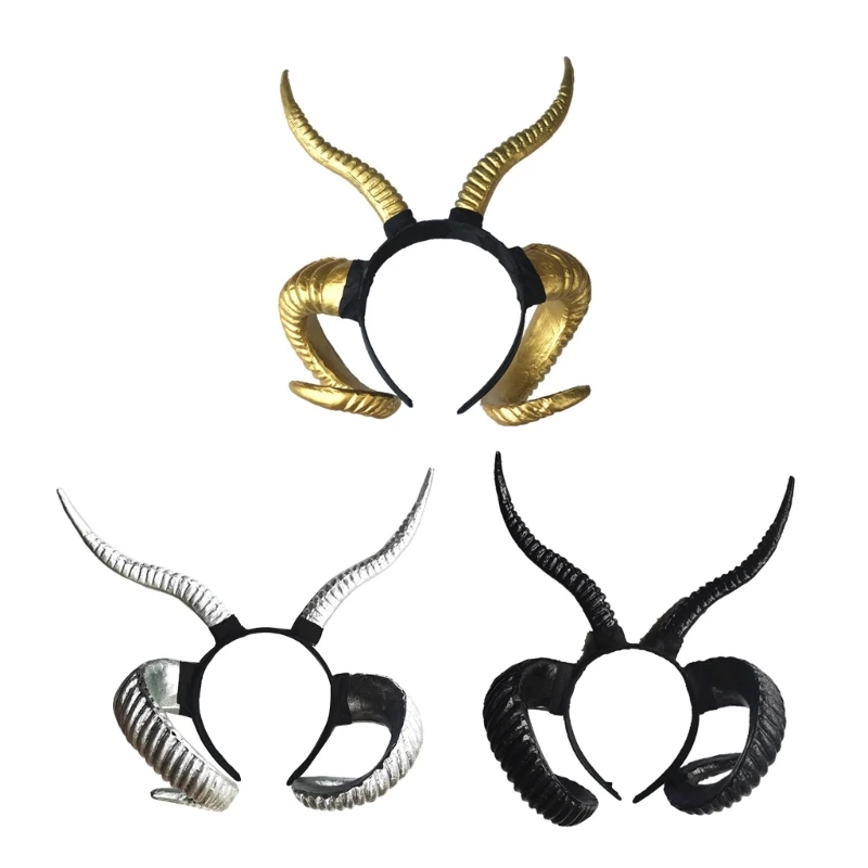 

Sheep Horn Hairband Halloween Hairhoop Family Gathering Dress Up Headwear
