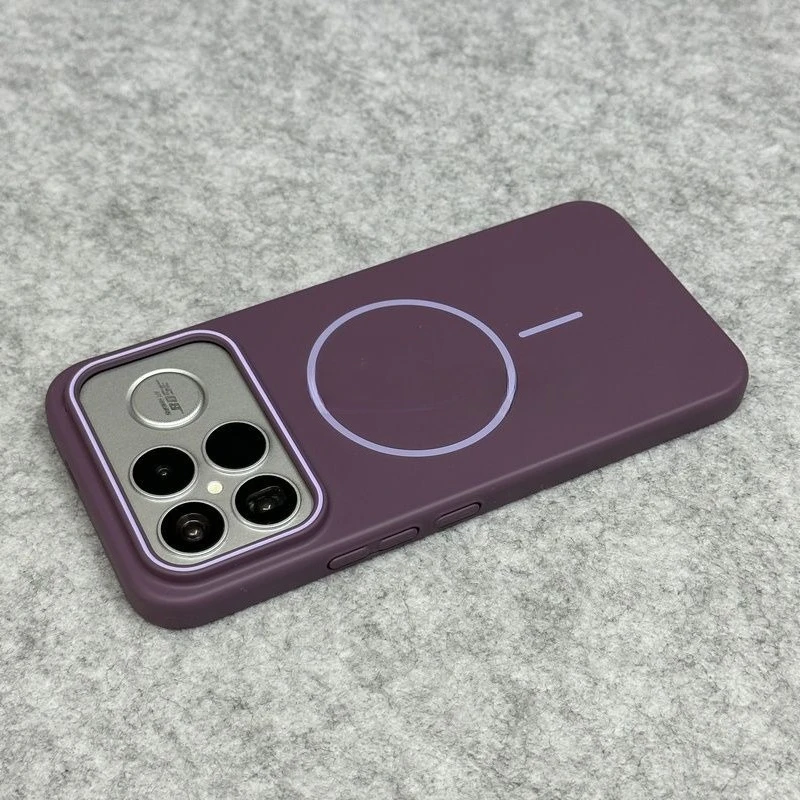 Magnetic Solid Color Liquid Silicone Shockproof Phone Case