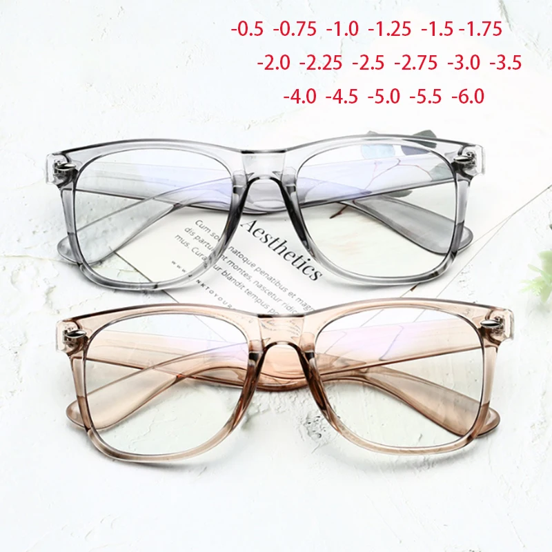 

Candy Color Rice Nail Anti-blue Light Finished Myopia Glasses Matte Black Square Prescription Eyeglasses 0 -0.5 -0.75 To -6.0