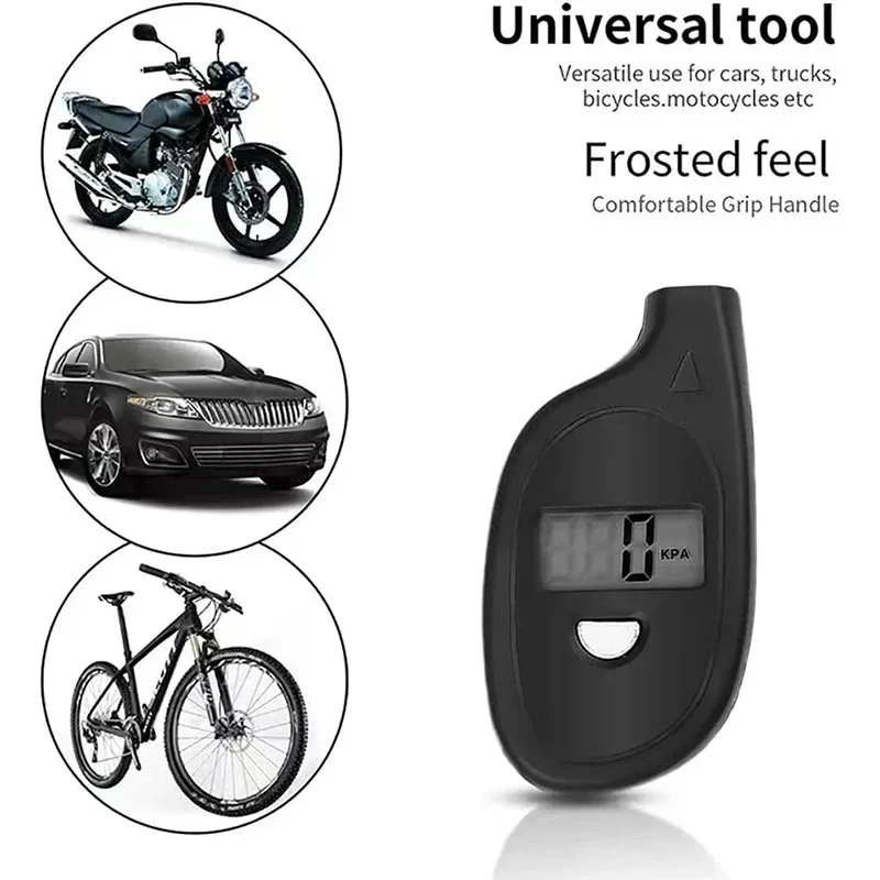 Digital Tire Pressure Gauge with LCD Display - PSI/Bar/kPa Unit Switch&Over-Inflation Alert for Car Motorcycle Bike Safety Check