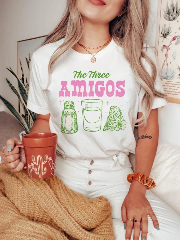 

Printed Tequila Lime and Sunshine Pattern Women's Basic Printed T-Shirt Fashion Top Fun Trend 90s Summer Casual Style T-Shirt