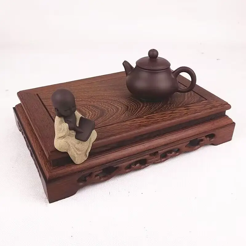 단단한 나무 레트로 장식 선반, 동상, 꽃병, 차 세트, 소품, 수제 디스플레이 스탠드, 골동품 보관 선반