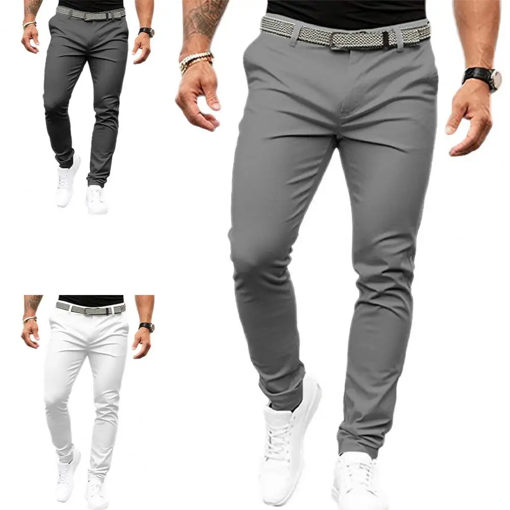 Description Picture 3 of itemSlim Fit Suit Pants Slim Fit Men's Business Office Trousers with Slant Pockets Zipper Fly Solid Color Suit for Workwear for A
