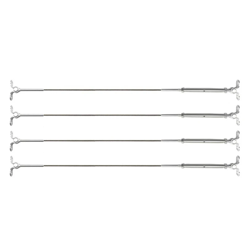 1set 3mm/4mm Guardrail Rope Fitting Adjustable Steel Wire Railing Balcony Tension Turnbuckle Toggles Screw Wood 316SS