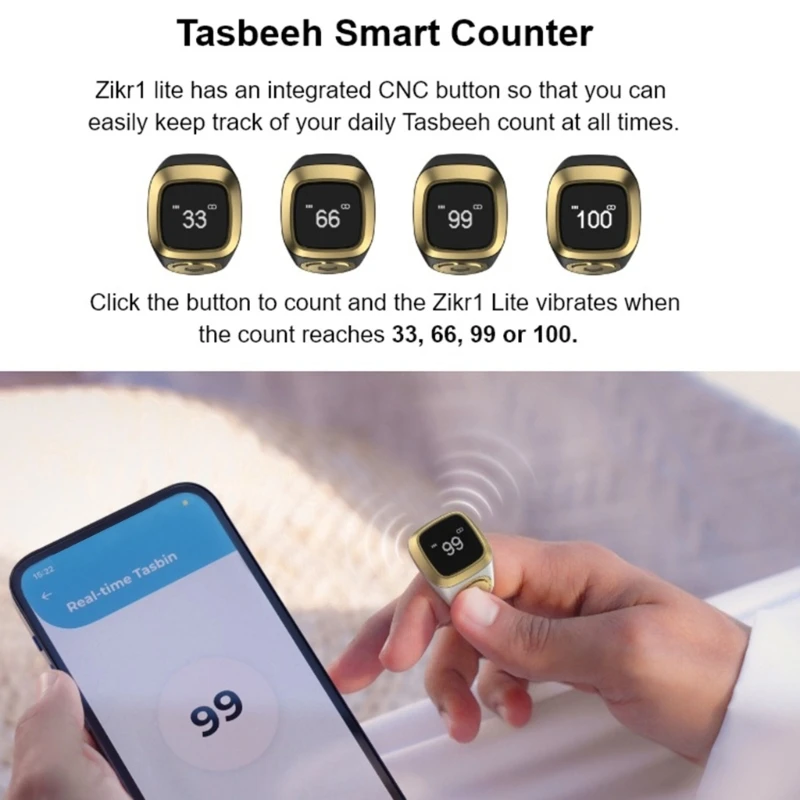 Pro Oração Inteligente Tally Contador Anel Muçulmanos Digital Tempo-lembrete 0.49 Polegada 72x40 Oled-tela de Exibição para Muçulmanos M02 - Image 6