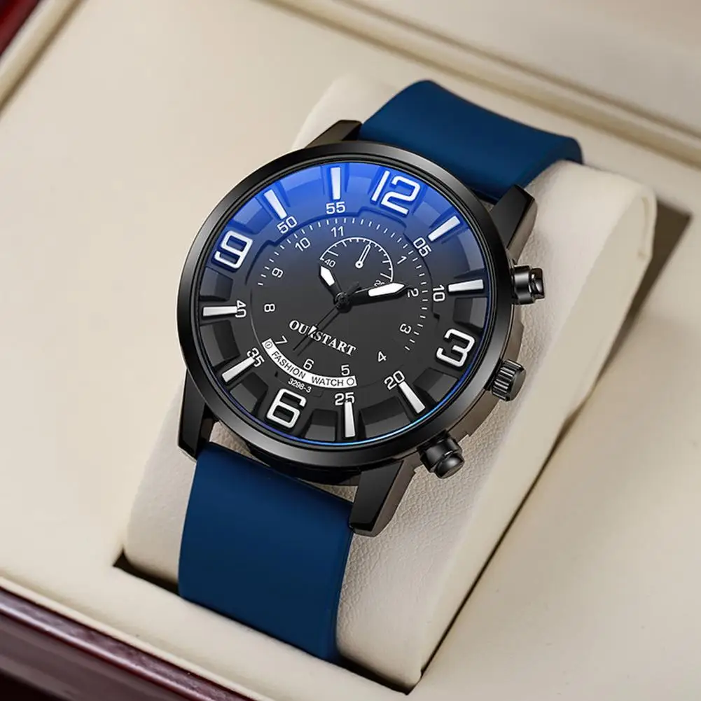 

Modern Men Wristwatch Men Elegant Watch Stylish Men's Casual Watch with Round Dial Silicone Strap Sports for Teens for Birthday