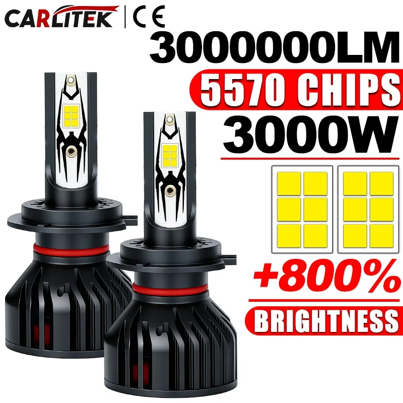3000W H4 H7 H1 LED 캔버스 H8 H11 9012 Hir2 9005 HB3 9006 HB4 LED 전구 5570 CSP 키트 에러 프리 터보 안개등 초고휘도