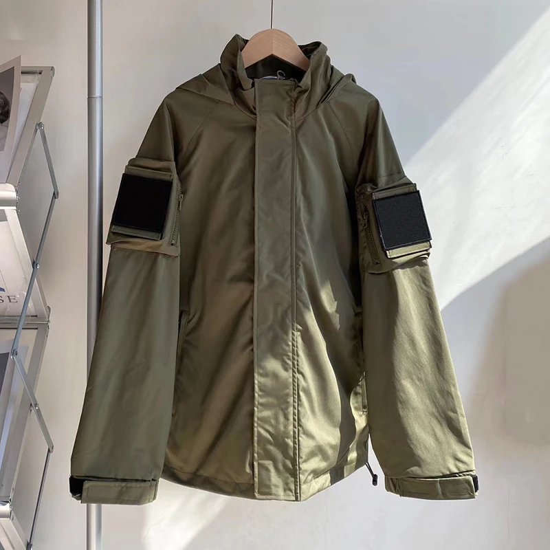 

Men's Hooded Jacket Zipper Spring Autumn Outdoor Waterproof Windproof Streetwear Casual Vintage Coat Jaqueta Masculina MA772