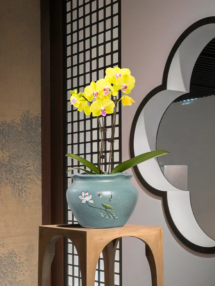 

Vase Chinese Style Ceramic Underglaze Irregular Shape Home Living Room Outdoor Courtyard Desktop Decoration Light Luxury Bonsai