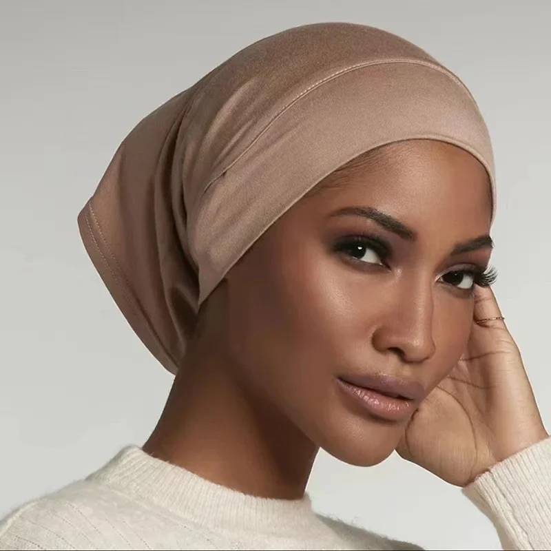 Soft Cotton Modal Bonnet Hijab Undercap For Muslim Woman Solid Color Inner Hijab Islamic Casual Elastic Caps 22*31cm muslim underscarf