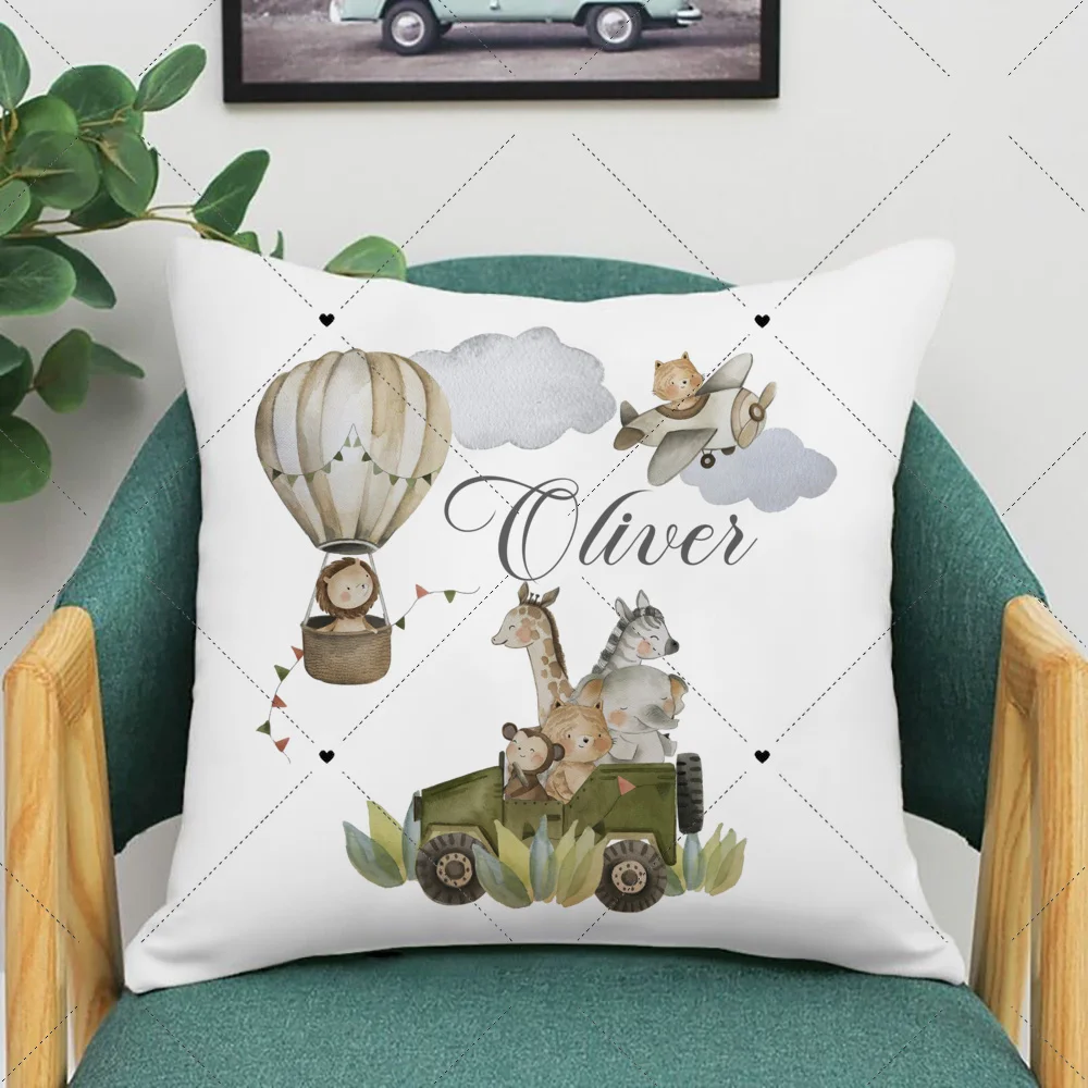 Personalised Woodland Animal Print Pillowcase Custom Name Cushion Cover Kid Birthday Jungle Party Decor Nursery Baby Shower Gift 4