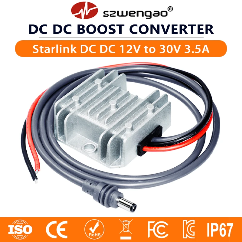 Starlink Boost แหล่งจ่ายไฟ 12 V/24 V ถึง 57V 4.5A DC DC Converter 9-28V Step Up ตัวควบคุมกันน้ําสําหรับแผงพลังงานแสงอาทิตย์ 1