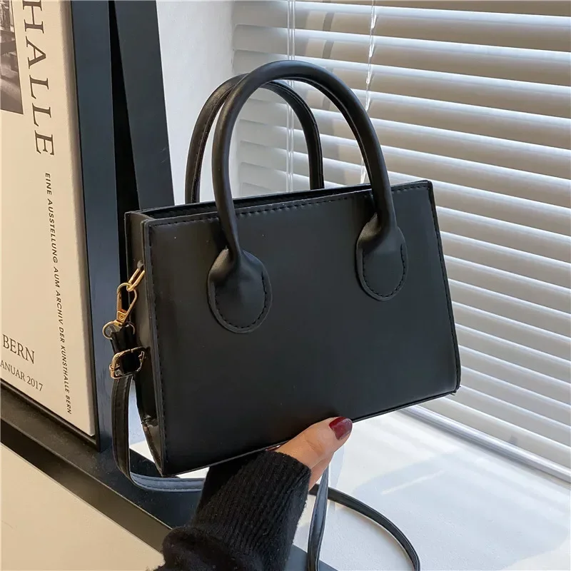 Minimalist Black Small Square Bag All-Match Top Handle Purse Classic Shoulder Bag for Work Women Handbags Crossbody Bags Purse