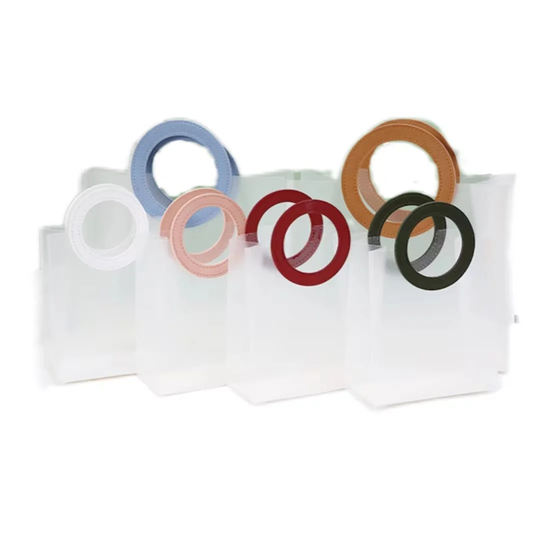 PVC Transparent Gift Bag Tote PP Frosted Plastic Shopping Tote Bag with Handles Clear Clothing Drinks Packaging 5/10 PCS plastic shopping bags gift bags