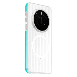 Matte Translucent Magnetic Luggage Stripe Case - Ultra - thin, Minimalist, Full - Coverage, Drop - Proof Lens Protection - Magic 8 Pro (Blue White)