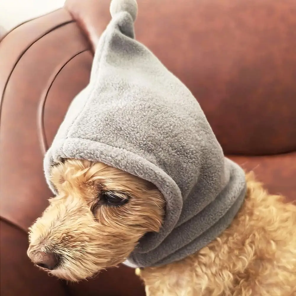Fleece Pet Transformation Hat Solid Color High Neck Dog Soothing Hat Warm Drawstring Adjustment Pet Warm Earmuffs