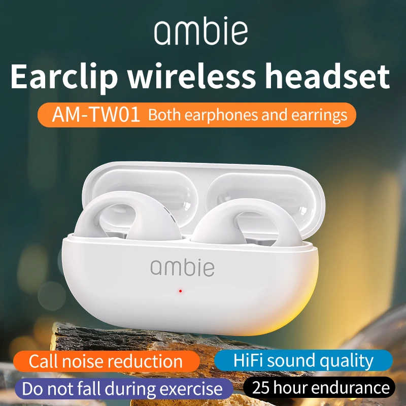 Earring Wireless Bluetooth1:1 Copy For Ambie Sound Earcuffs Ear Bone Conduction  Earphones Auriculares Headset TWS Sport Earbuds