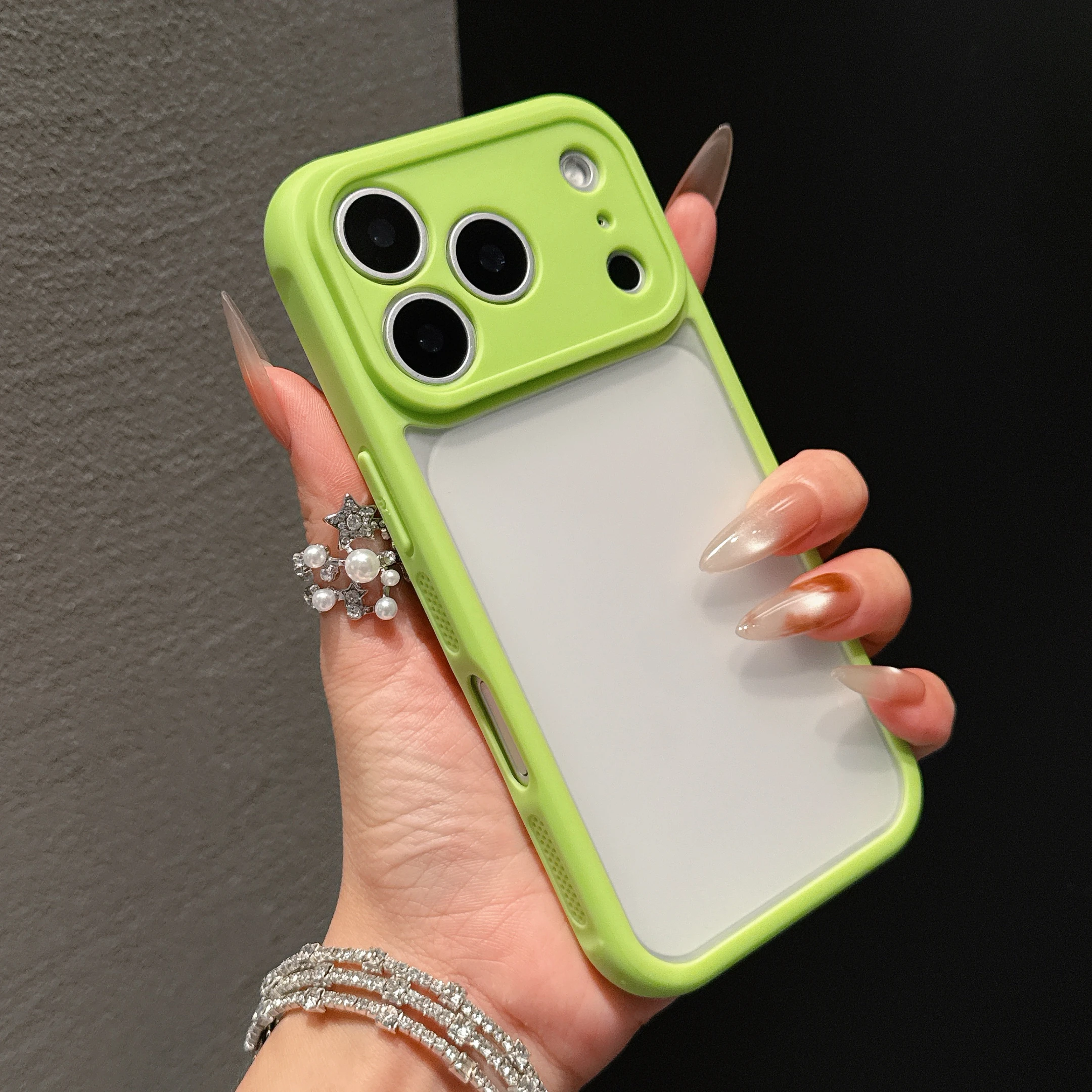 Luxury Transparent Orange Shield Phone Case with Lens Protection & Shockproof Cover