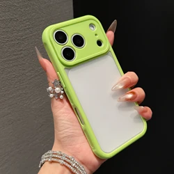 Luxury Transparent Orange Shield Phone Case with Lens Protection & Shockproof Cover - iPhone 15 Plus (Green)