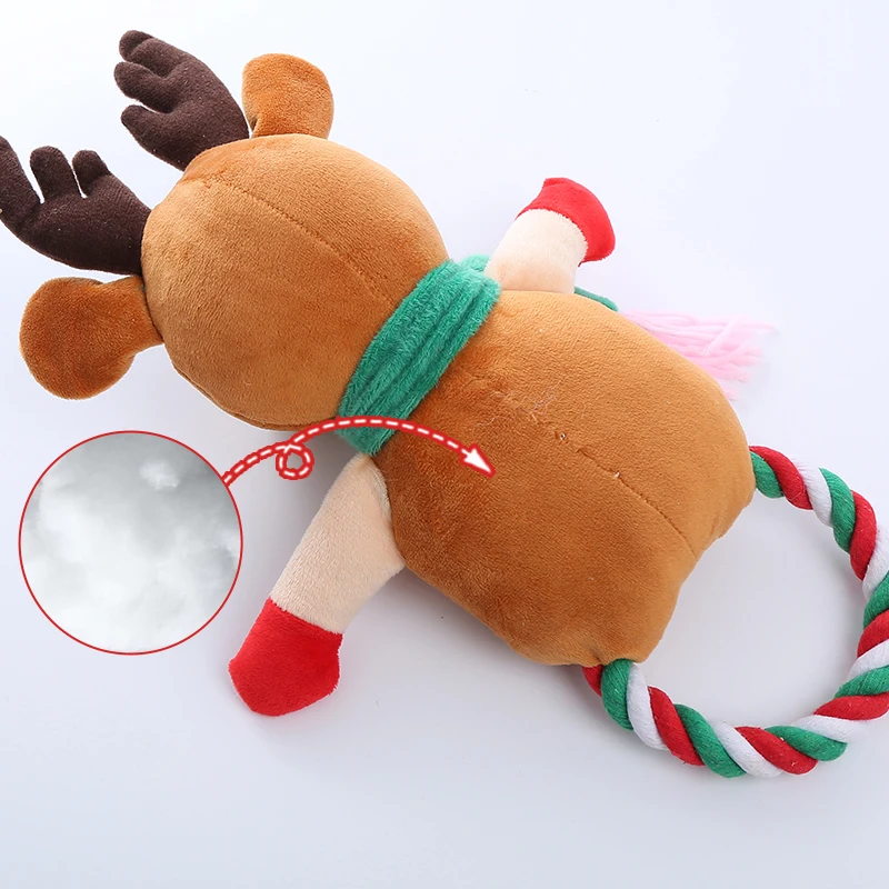 Lot De 4 Jouets De Noël Pour Chien | Peluche à Mâcher, Corde, Couineur, Designs Festifs (bonhomme De Neige, Sapin…)