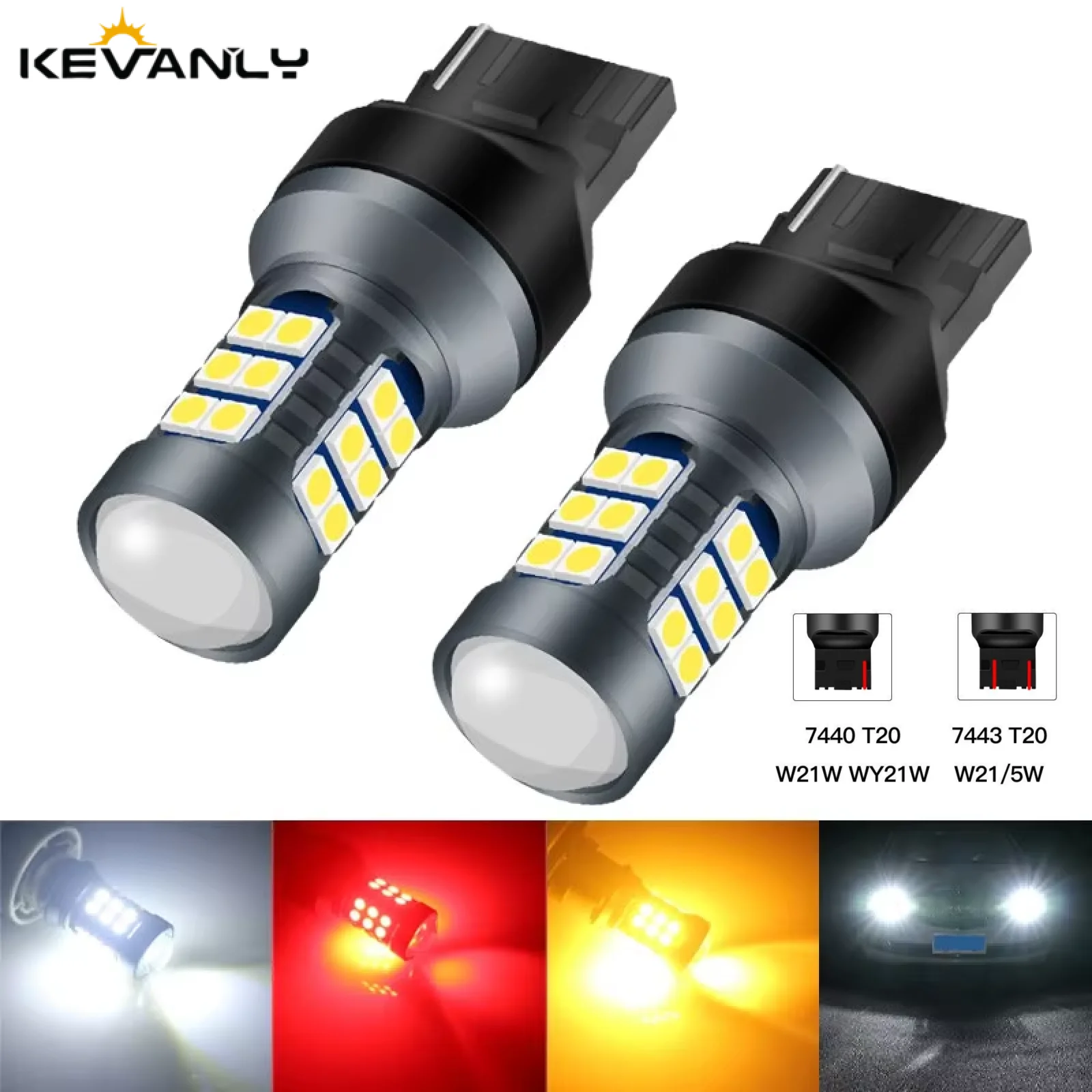 Pair of Super Bright T20 LED Signal and Reversing Light Bulbs