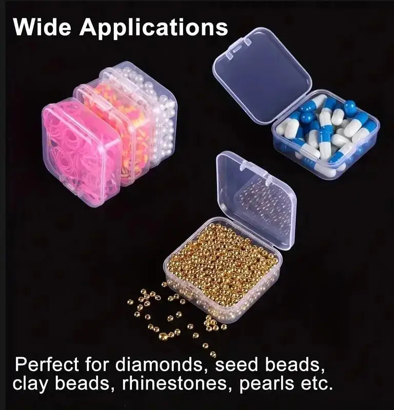 14Pcs Beaded Storage Box Nail Art Jewelry Earring Storage Box Transparent Plastic Large Capacity Seed Beads Bottle DIY