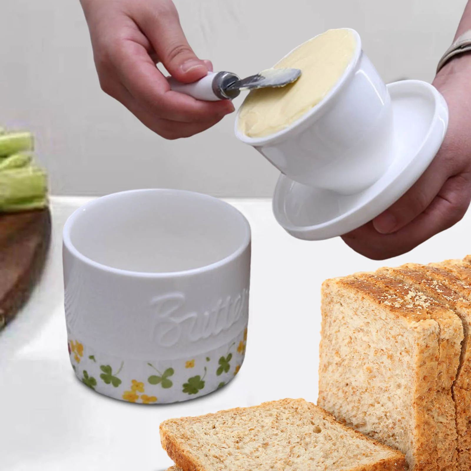 Butter Storage Box Pastoral Ceramic Butter Box French Butter Dish Keeper