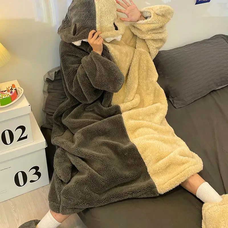 Fleece Blanket Hoodie Lap Blanket Unisex Navy Blue Oversized Plush